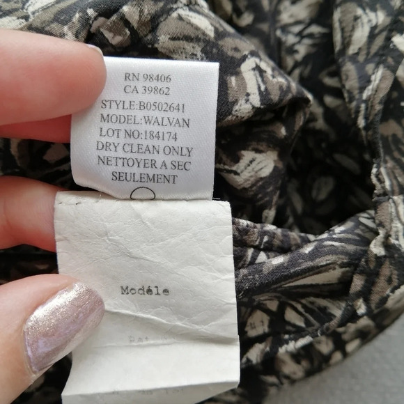 Theory Walvan Silk Sleeveless Shirt Dress With Pockets Size 0 Black Brown Cream - Picture 13 of 14